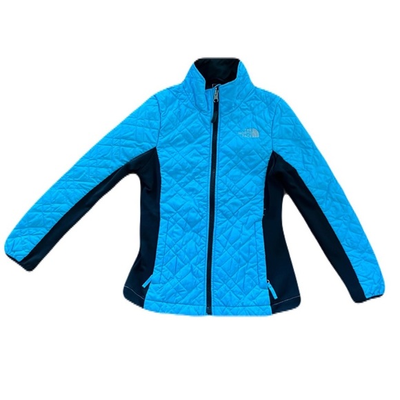 The North Face Girls Child Aqua Black Quilted lightweight Jacket Size S/P